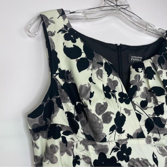 Adrianna Papell Petite black white gray floral sleeveless dress size 12P - Picture 2 of 11